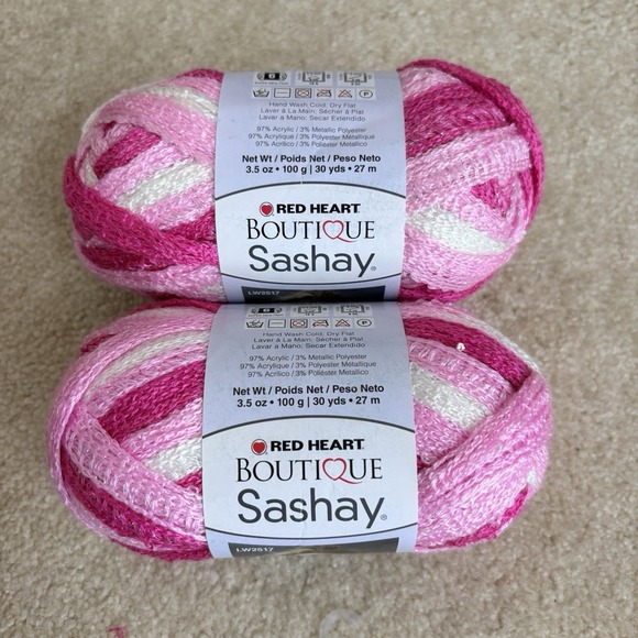 Red Heart Other - Red Heart Boutique Sashay Lot of 3 Metallic Pink Tutu 3.5 oz 100 G Yarn